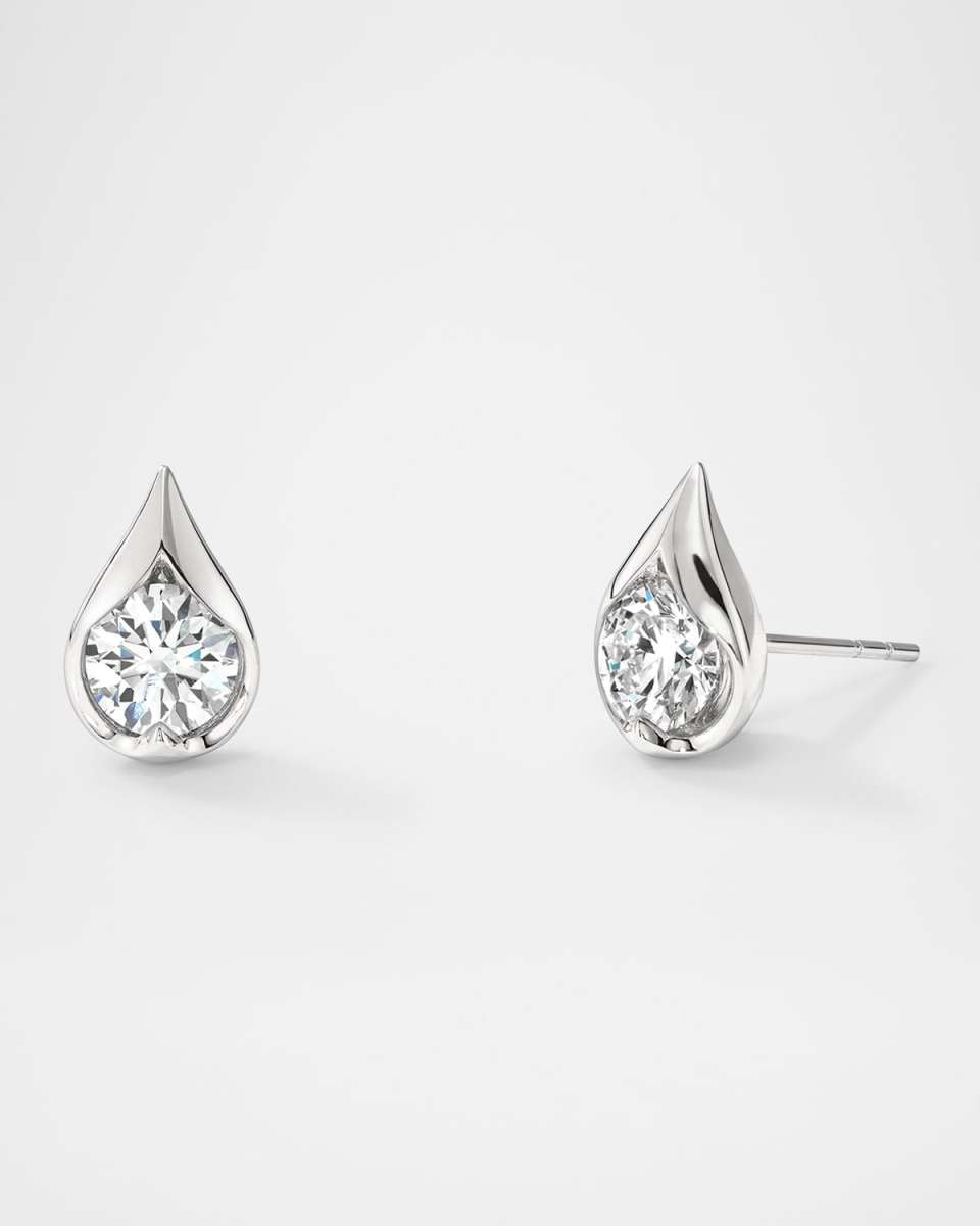 18K Yellow Gold LU Diamond Droplet Stud Earrings